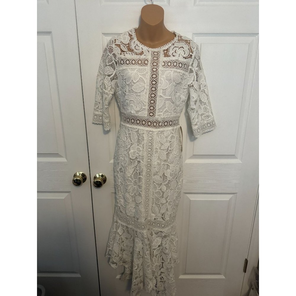 NWT Turquoise Brand White Lace Crochet Dress Wedding Rehearsal S